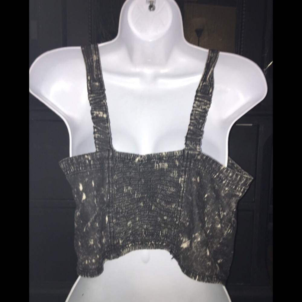 **SOLD**Distressed Button Crop Top - Picture 2 of 3